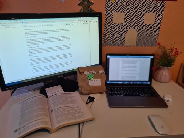 desk with laptop